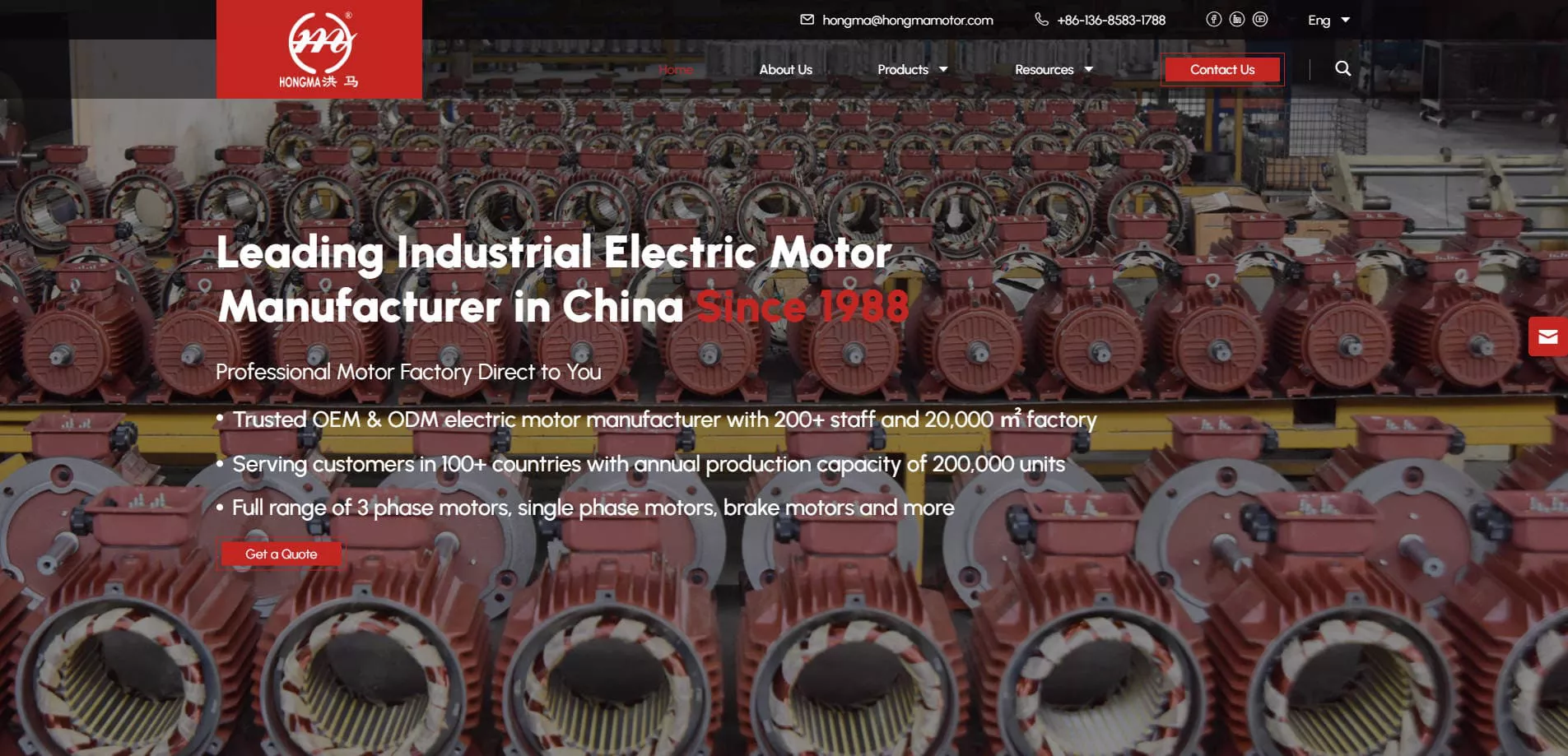 HONGMA AC Induction Motor Manufacturer in China