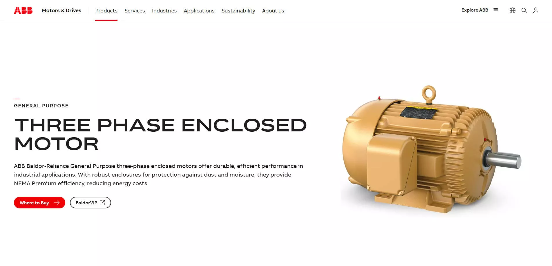 ABB Three Phase Electric Motors Manufacturer
