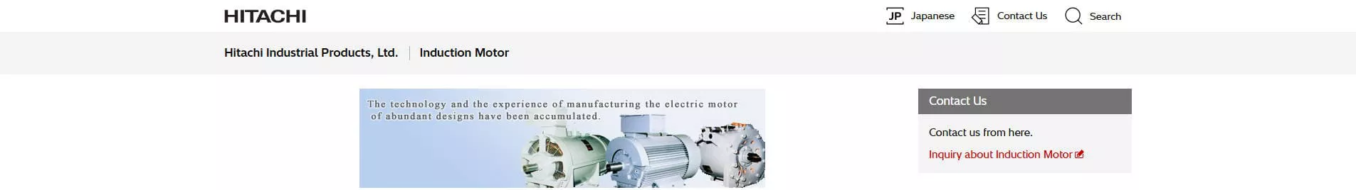 Hitachi Industrial Products AC Induction Motor Manufacturer
