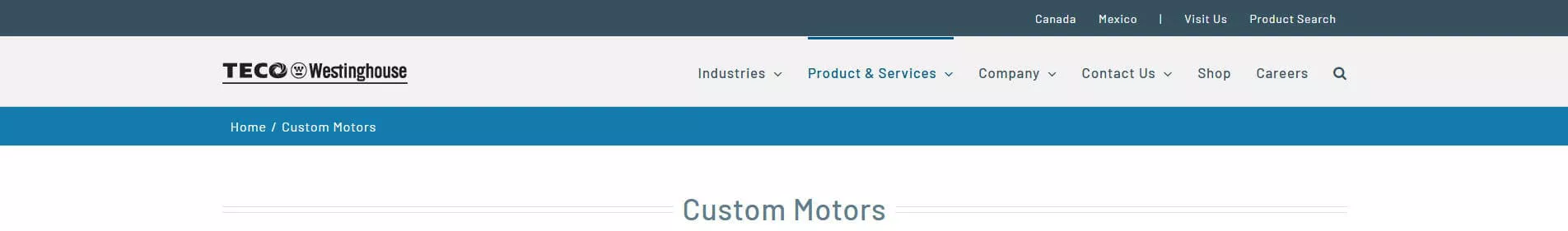 TECO-Westinghouse Custom Industrial Motor Manufacturer