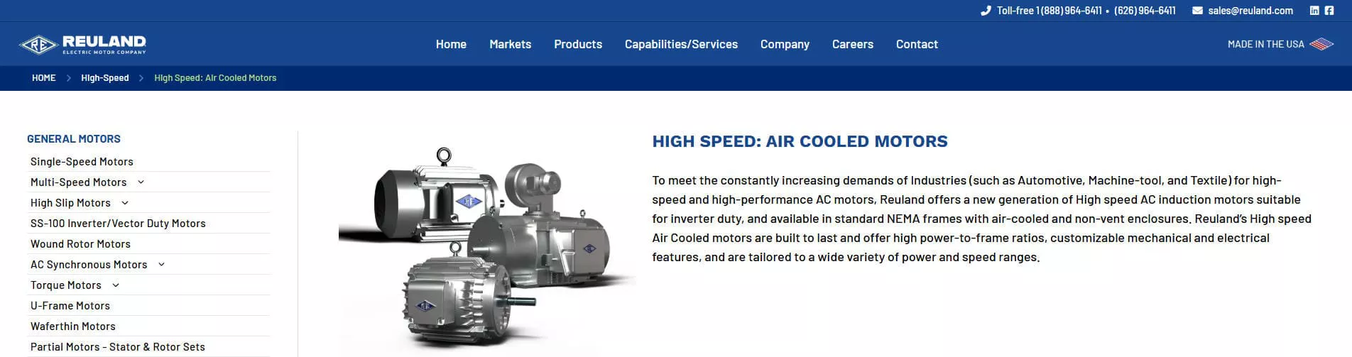 Reuland Electric Motor Company AC Induction Motor Manufacturer