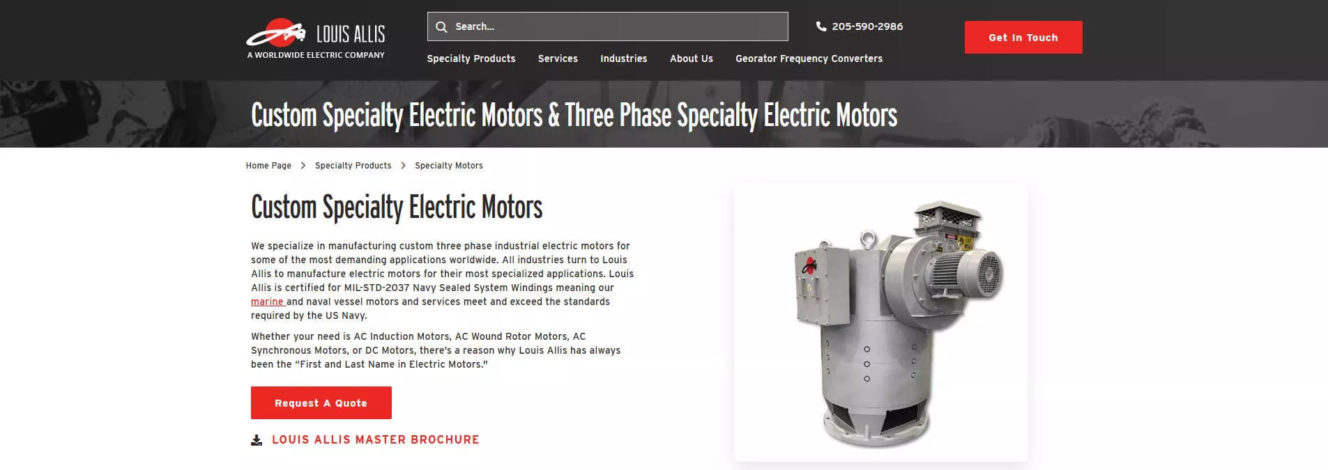 Louis Allis 3 Phase Electric Motor Manufacturer