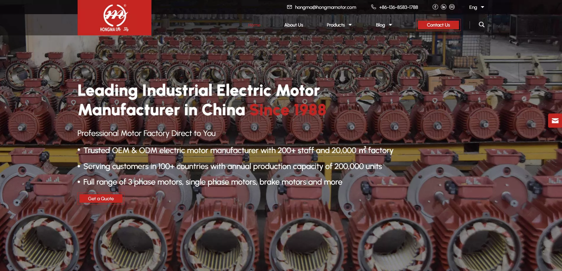 Top Electric Motor Manufacturers in China - HONGMA Motor